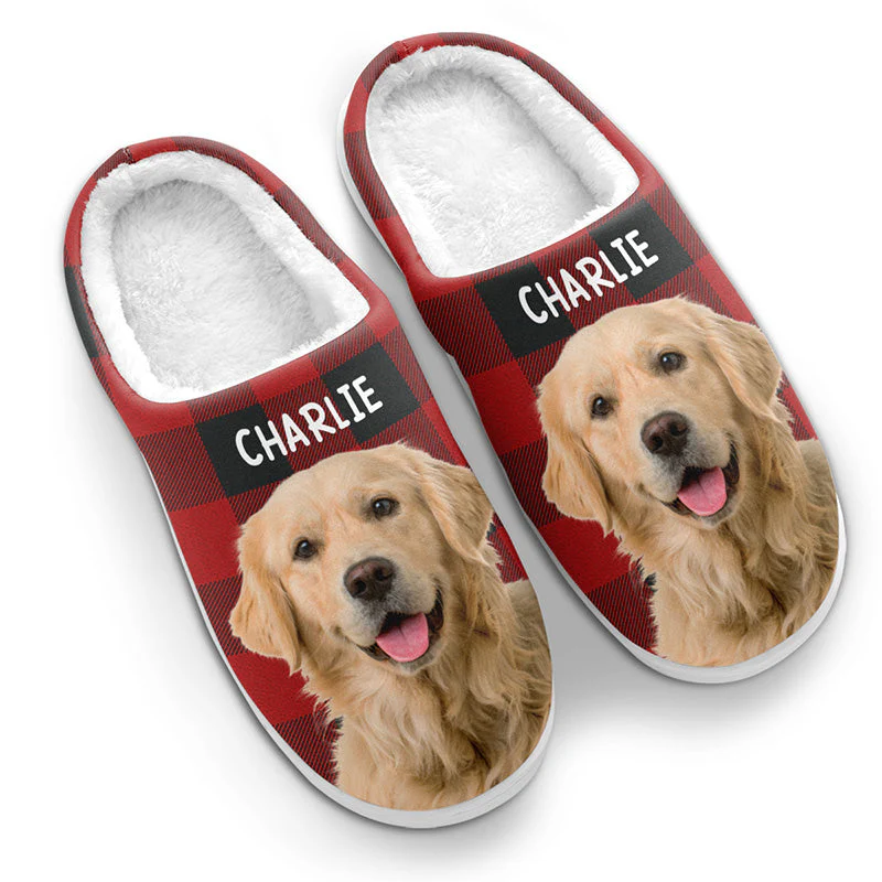 Custom Photo Happiness Is A Warm Puppy - Personalized Slippers - Gift For Dog Lovers, Cat Lovers, Pet Owners NA94 - Image 4