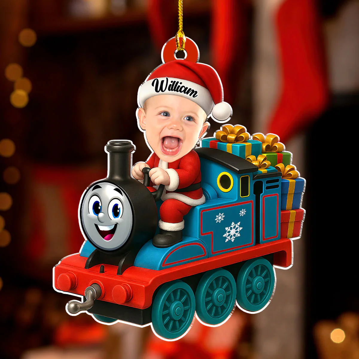 Custom Photo Happy Baby Toy Train 2025 - Personalized Acrylic Ornament - Christmas Gift NA94 - Image 2