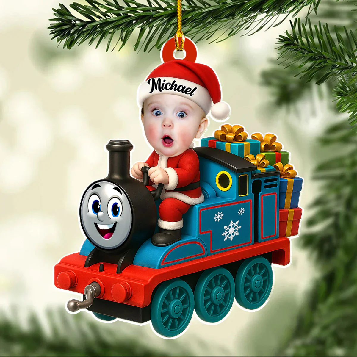 Custom Photo Happy Baby Toy Train 2025 - Personalized Acrylic Ornament - Christmas Gift NA94 - Image 3