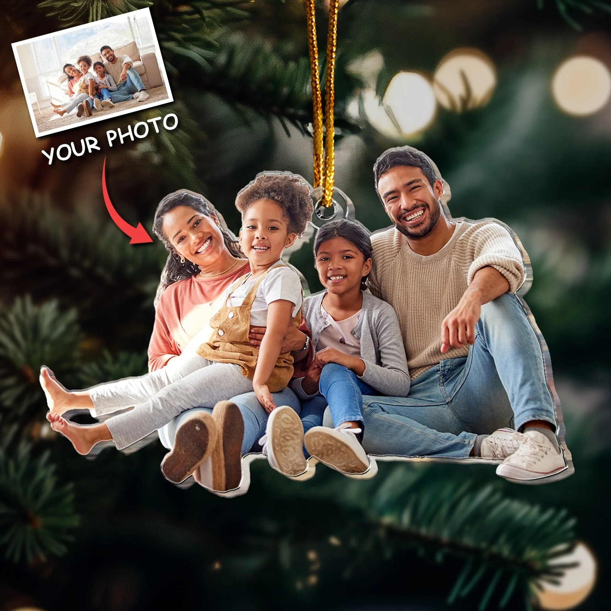 Custom Photo Happy Family Gift - Personalized Acrylic Photo Ornament - Image 3