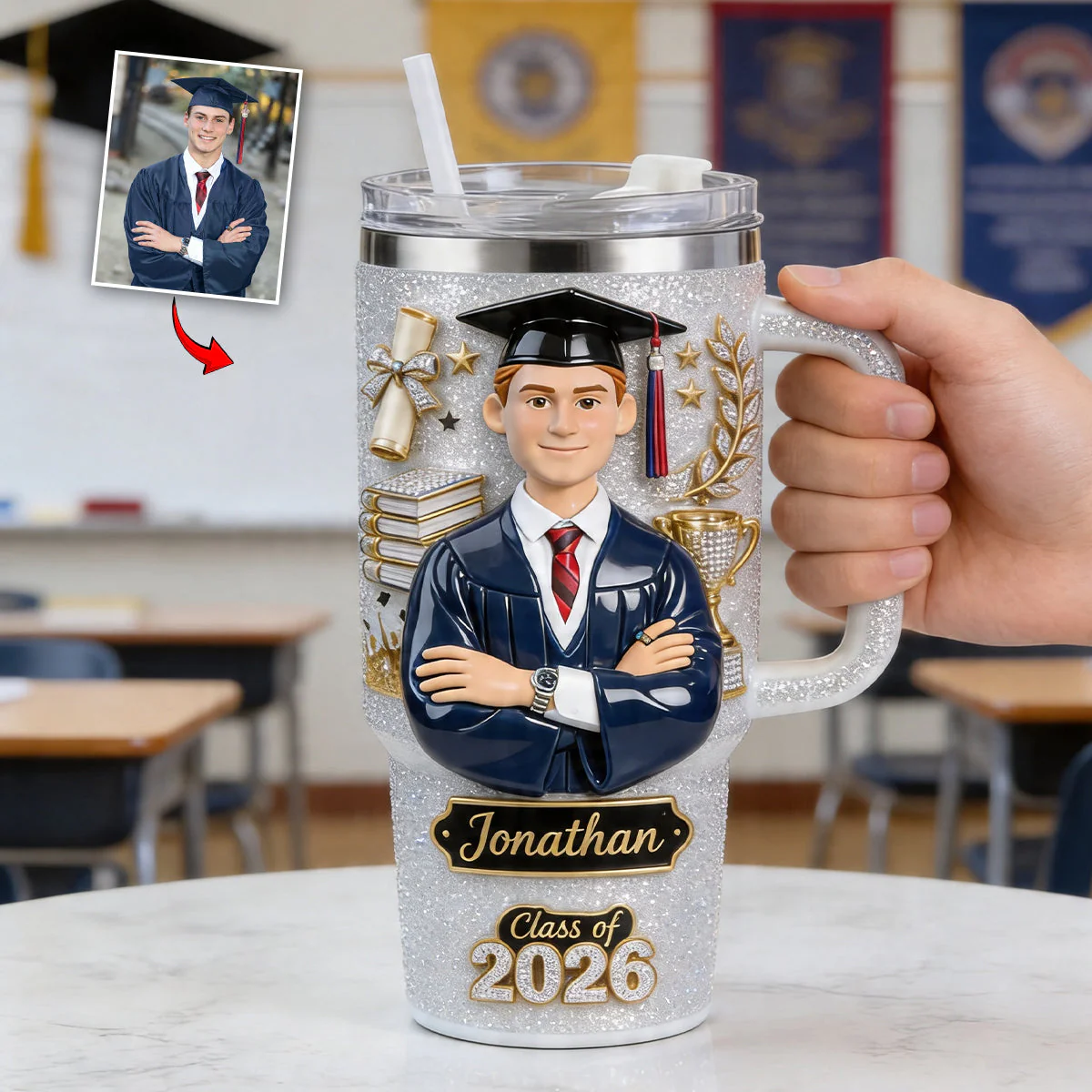 Custom Photo Happy Graduation - Personalized Tumbler - Gift For Graduates