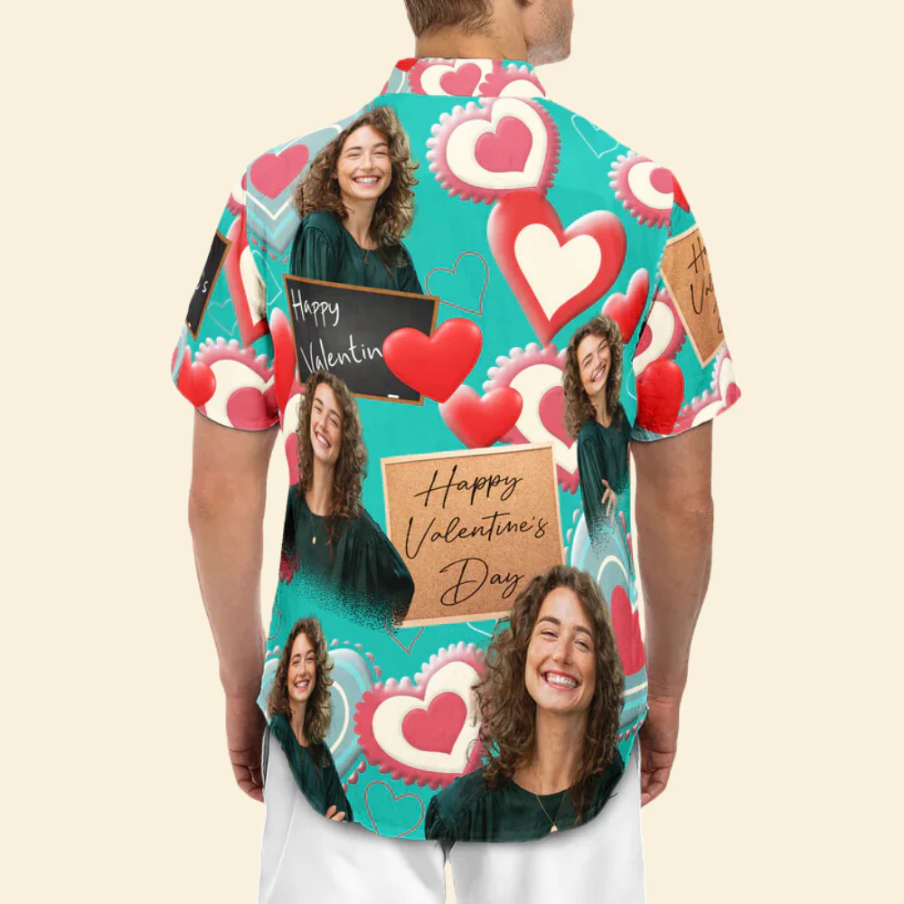 Custom Photo Happy Valentine's Day - Gift For Couple - Personalized Hawaiian Shirt - Image 2