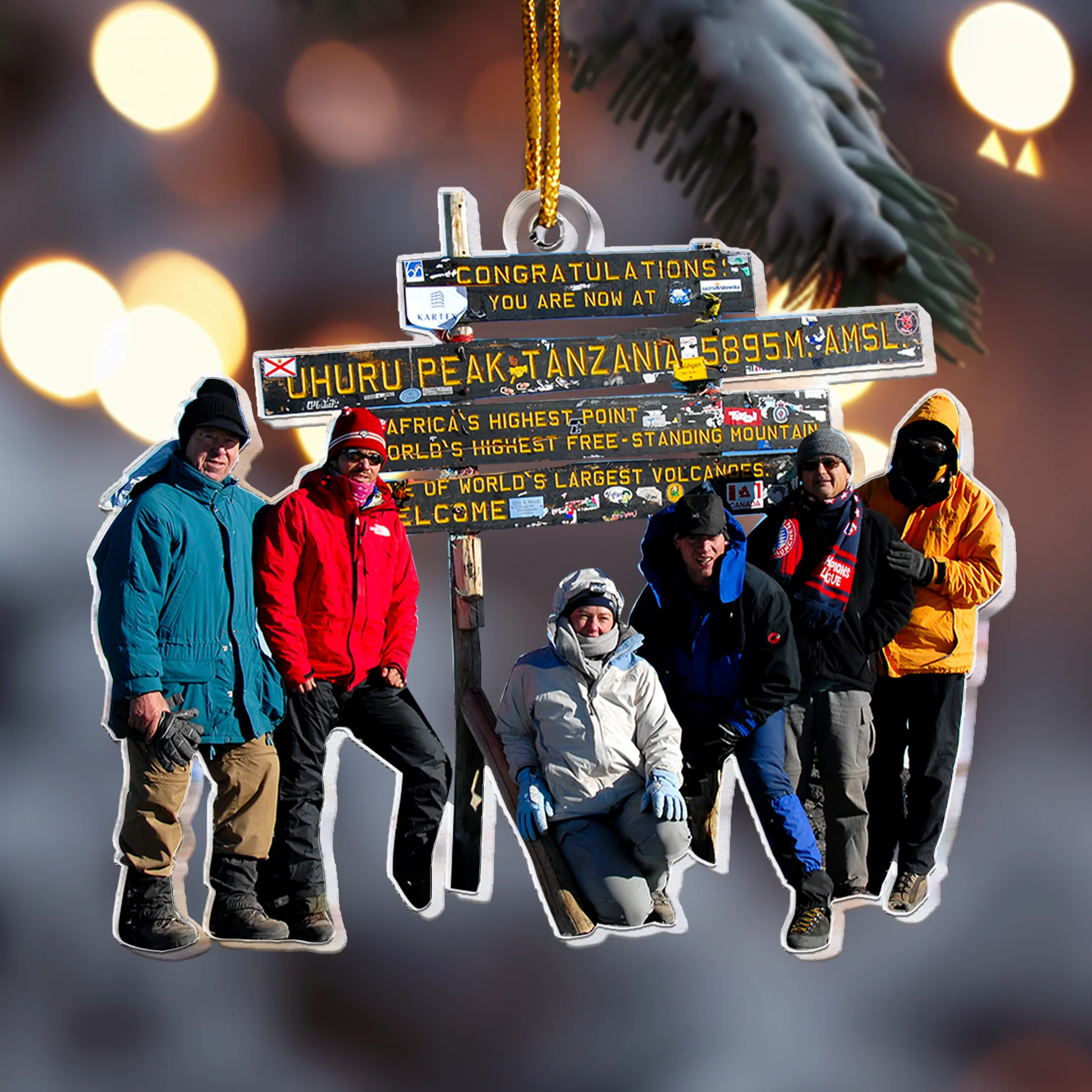 Custom Photo Hiking And Trekking Group Of Friends - Personalized Acrylic Photo Ornament