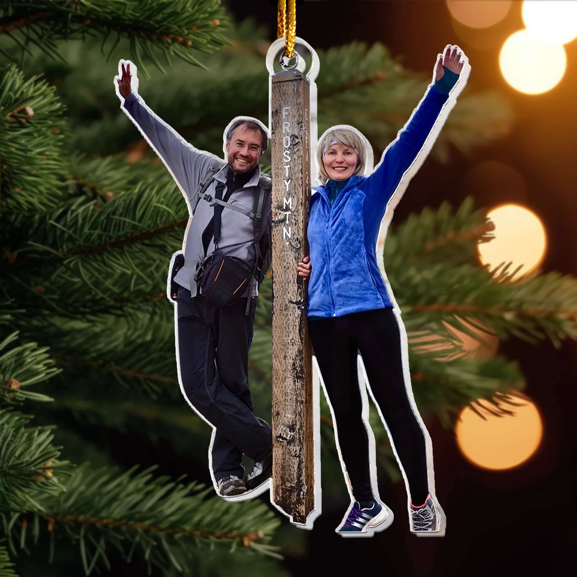 Custom Photo Hiking And Trekking Group Of Friends - Personalized Acrylic Photo Ornament - Image 5