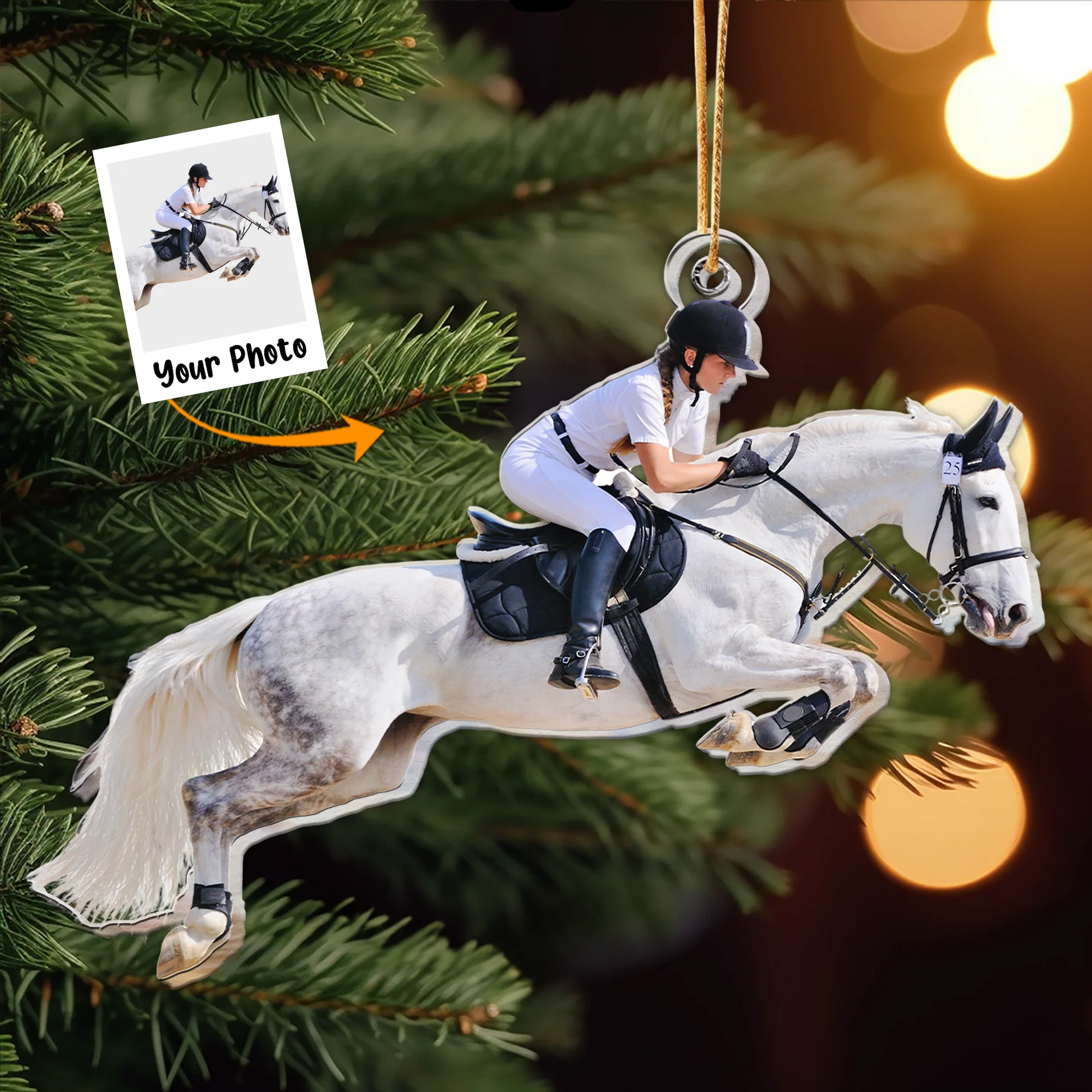 Custom Photo Horse Riding Equestrian Lover Gift - Personalized Acrylic Photo Ornament - Image 2