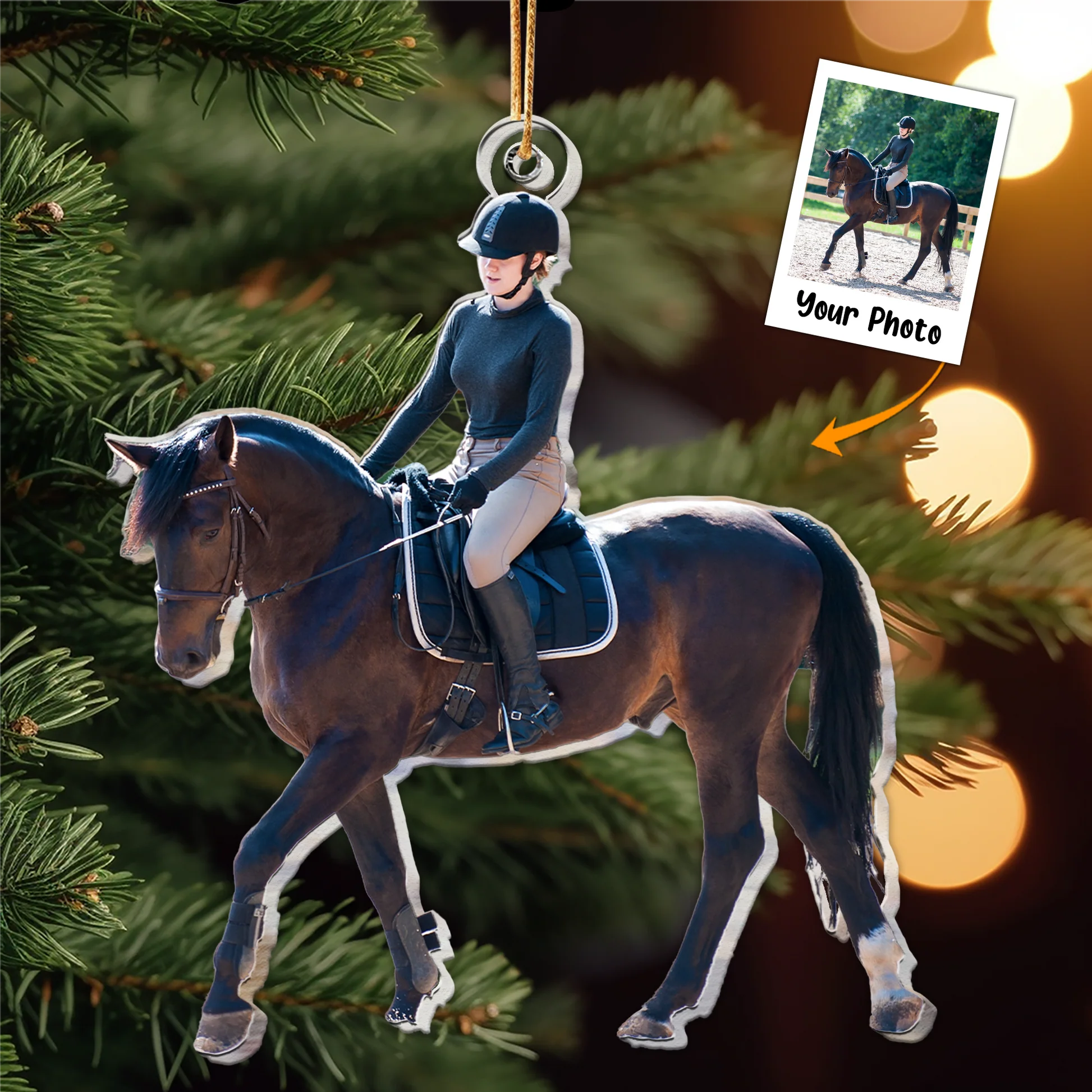 Custom Photo Horse Riding Equestrian Lover Gift - Personalized Acrylic Photo Ornament - Image 3