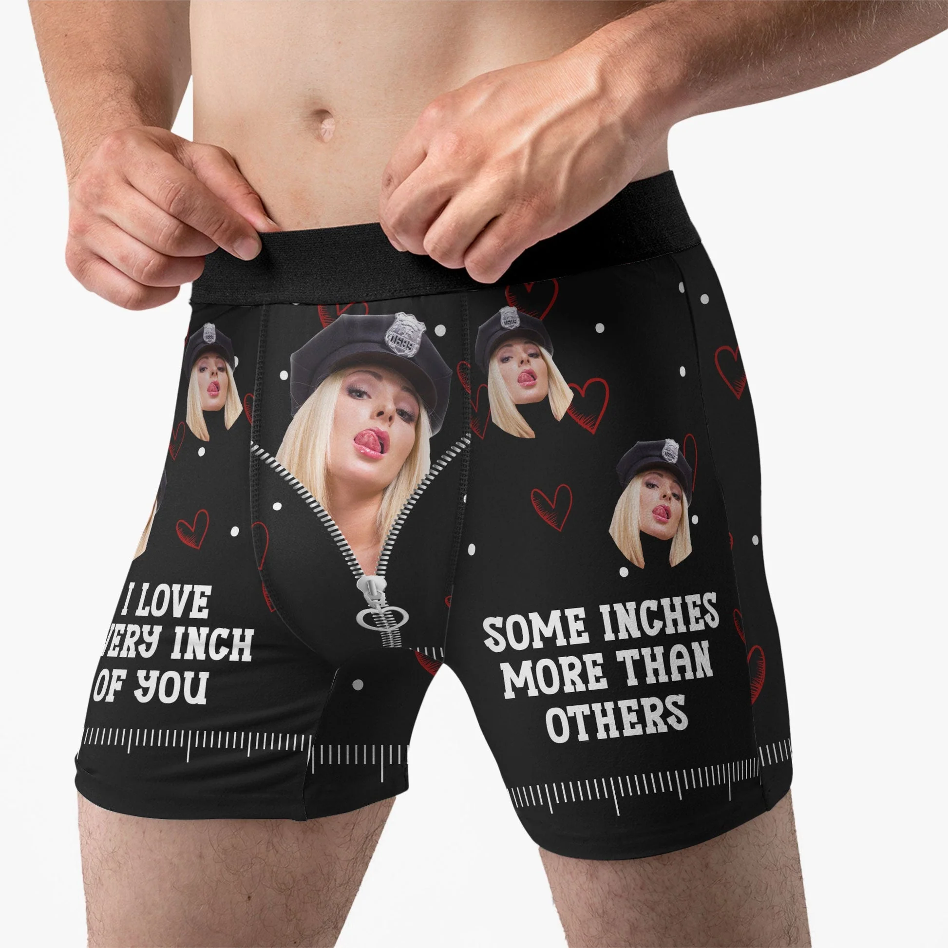 Custom Photo I Love Every Inch Of You - Gift For Boyfriend, Husband, Anniversary - Funny Personalized Custom Boxer Briefs, Men's Boxers - Image 3