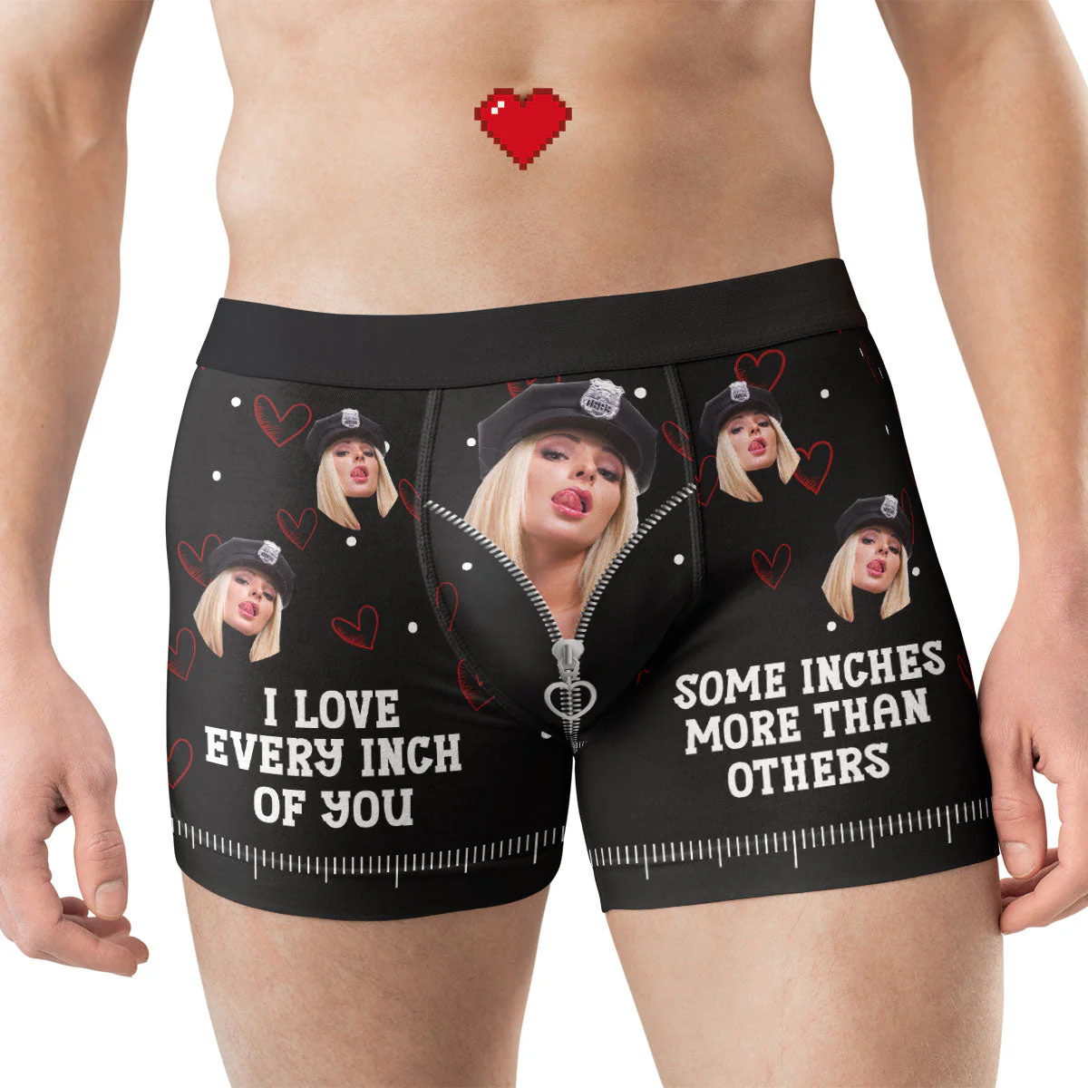 Custom Photo I Love Every Inch Of You - Gift For Boyfriend, Husband, Anniversary - Funny Personalized Custom Boxer Briefs, Men's Boxers - Image 6