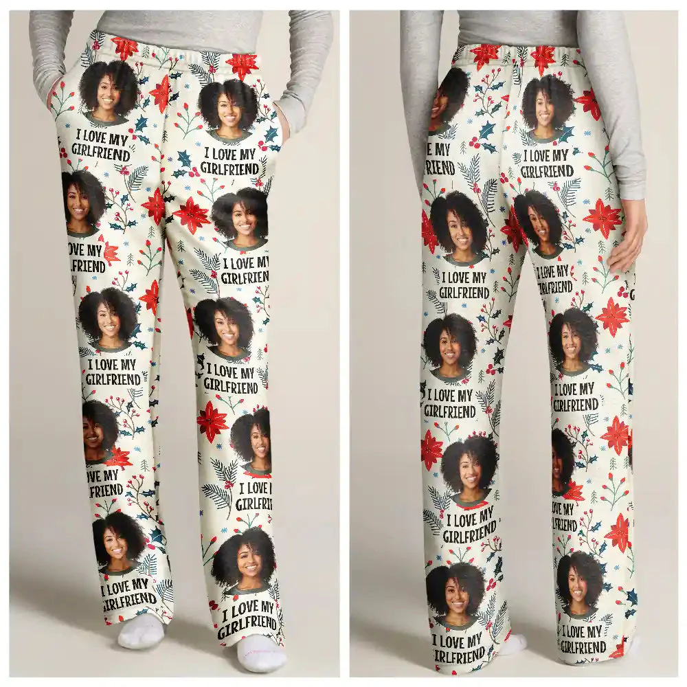 Custom Photo I Love My Wife Christmas Pattern - Gift For Husband, Wife, Couple - Personalized Pajama Pants NA94 - Image 2