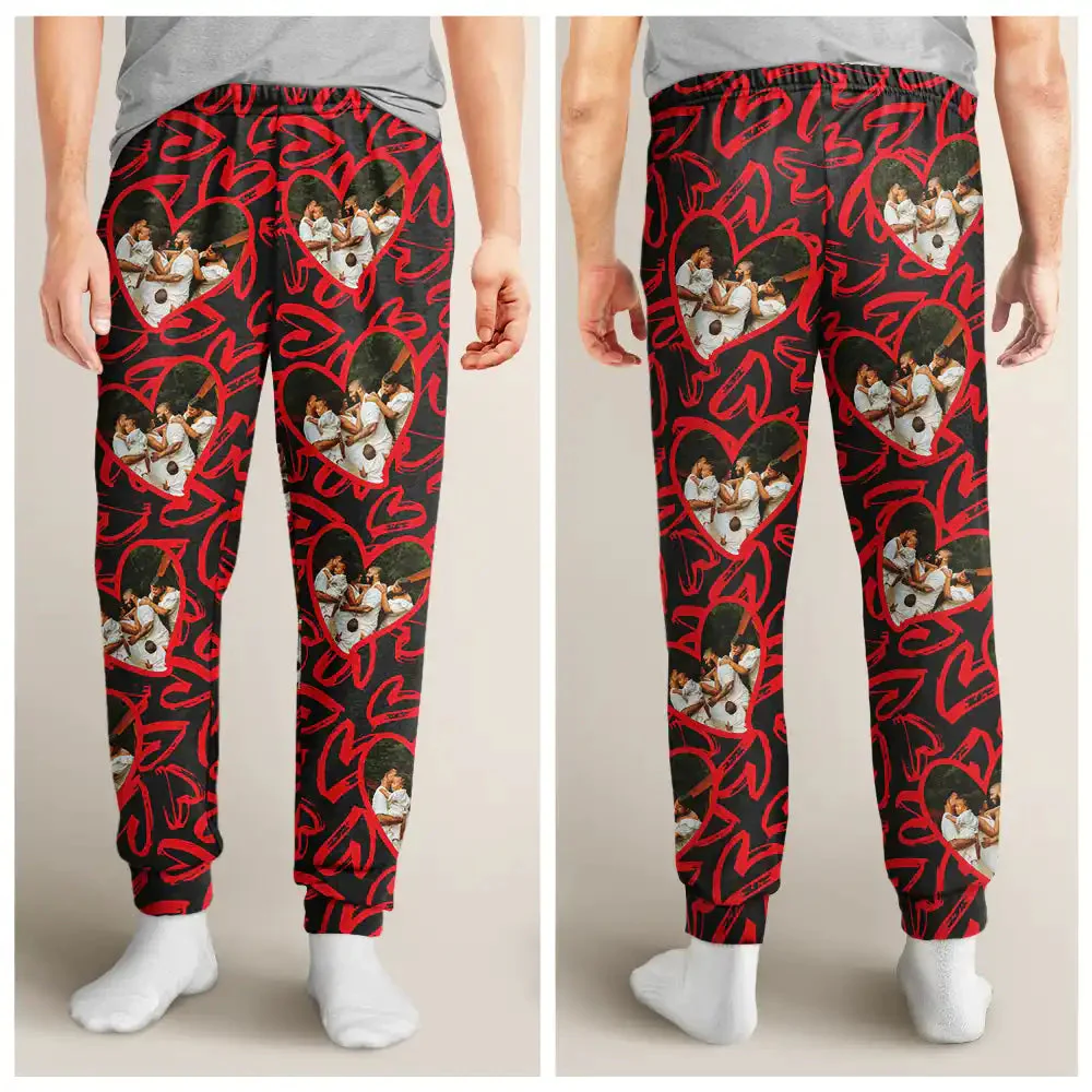 Custom Photo I Love My Wife Full Heart - Gift For Couples - Personalized Pajama Pants - NA94 - Image 3