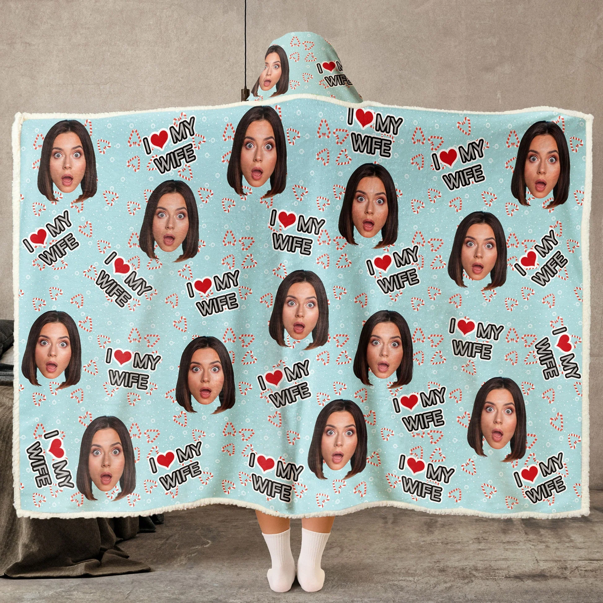 Custom Photo I Love You - Personalized Wearable Hooded Blanket - Gift For Husband Wife, Boyfriend Girlfriend, Couples NA94 - Image 4