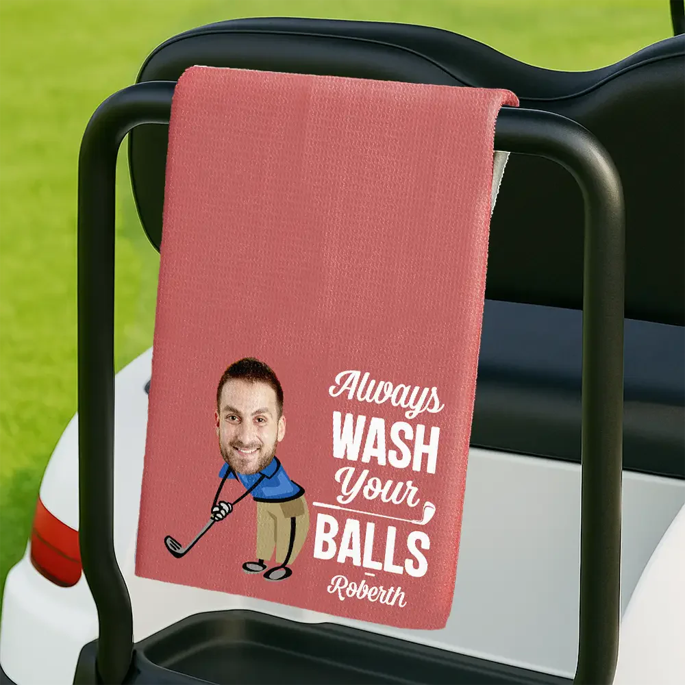 Custom Photo I Use This Towel To Clean My Balls Funny - Personalized Golf Towel - Gift For Dad, Grandpa - Image 3