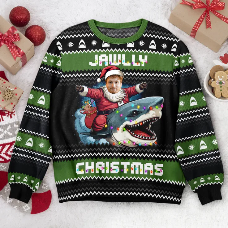 Custom Photo Jawlly Christmas - Christmas Gift For Family, Friends - Personalized Ugly Sweatshirt - Image 3