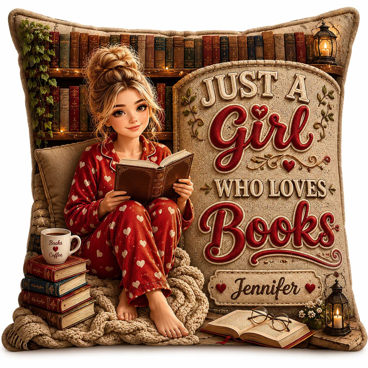 Custom Photo Just A Girl Who Lovers Books - Personalized Pillow - Gift For Book Lovers - Image 6