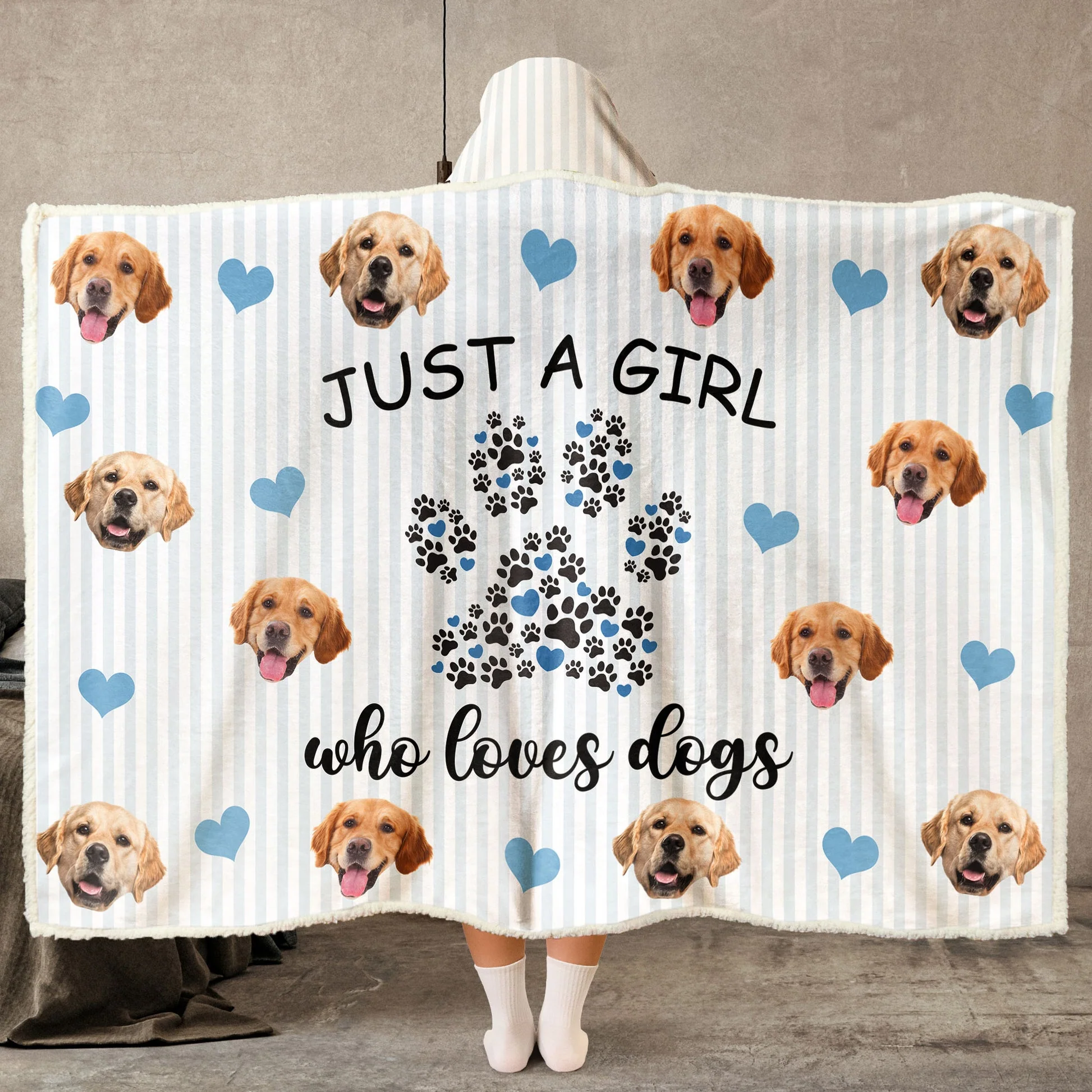 Custom Photo Just A Girl Who Loves Dogs - Personalized Wearable Hooded Blanket Regular - Gift For Pet Lovers - NA94 - Image 3