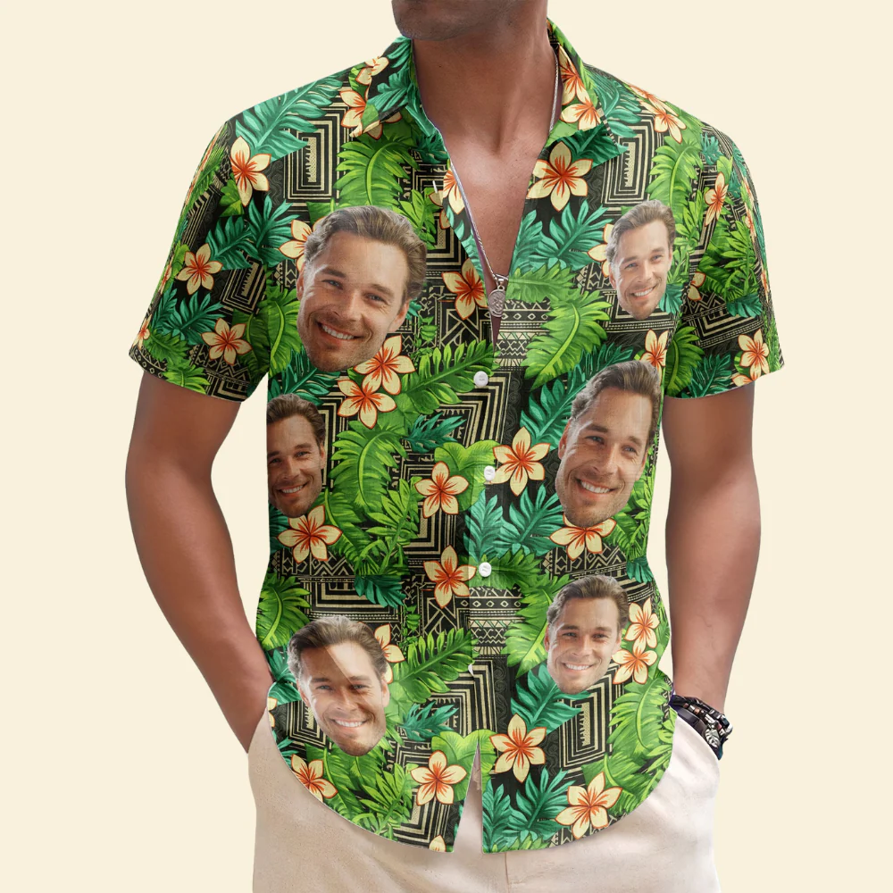 Custom Photo Kapa Pattern Tropical Aloha - Personalized Hawaiian Shirt