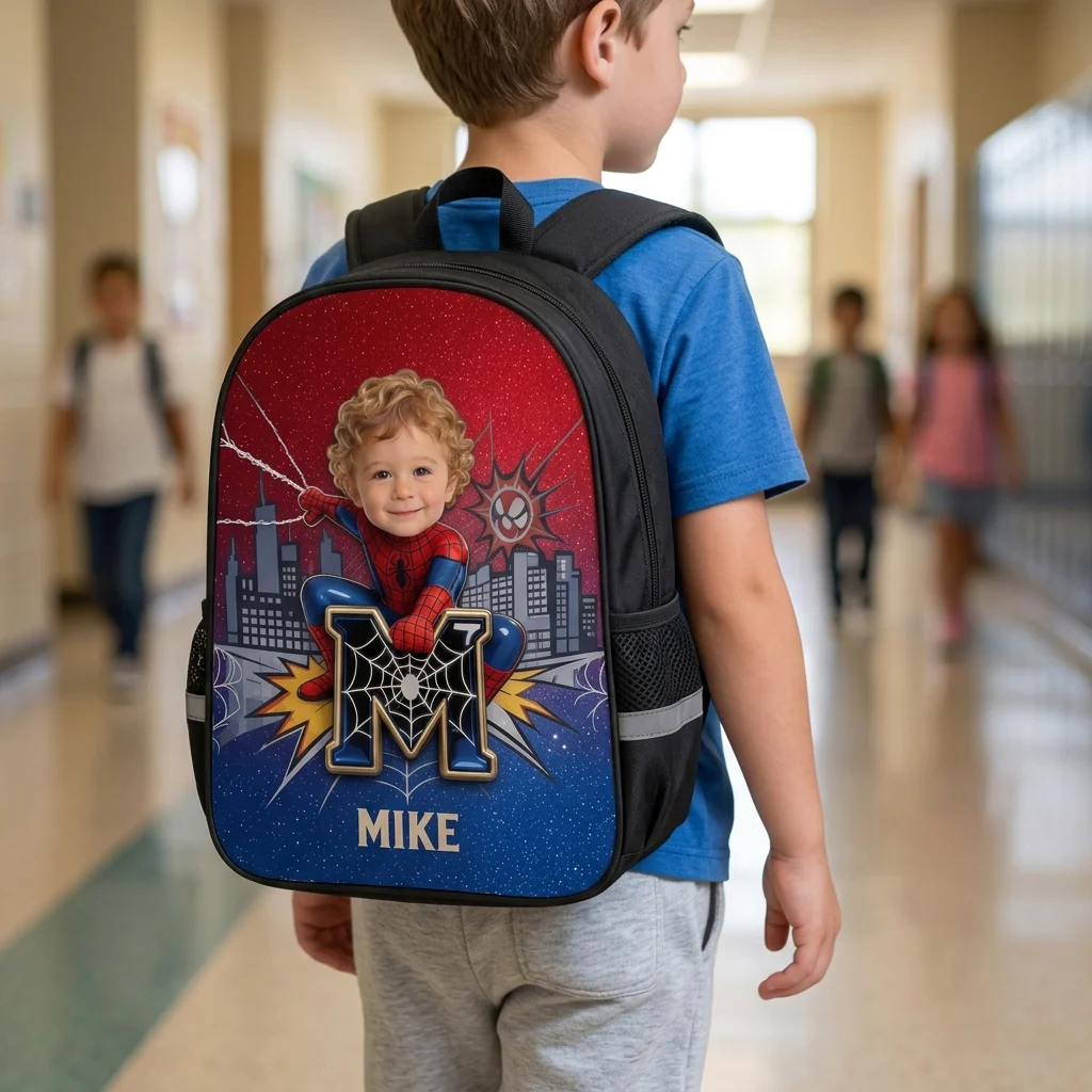Custom Photo Kid Hero - Personalized Backpack, Lunch Bag, Pencil Case & Water Bottle - Back to School Gift - DeMe - Image 3