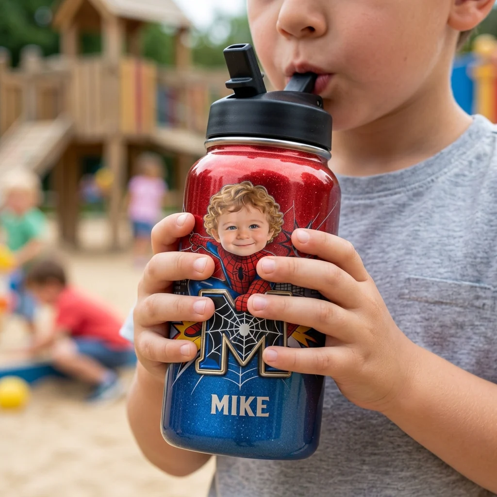 Custom Photo Kid Hero - Personalized Backpack, Lunch Bag, Pencil Case & Water Bottle - Back to School Gift - DeMe - Image 5