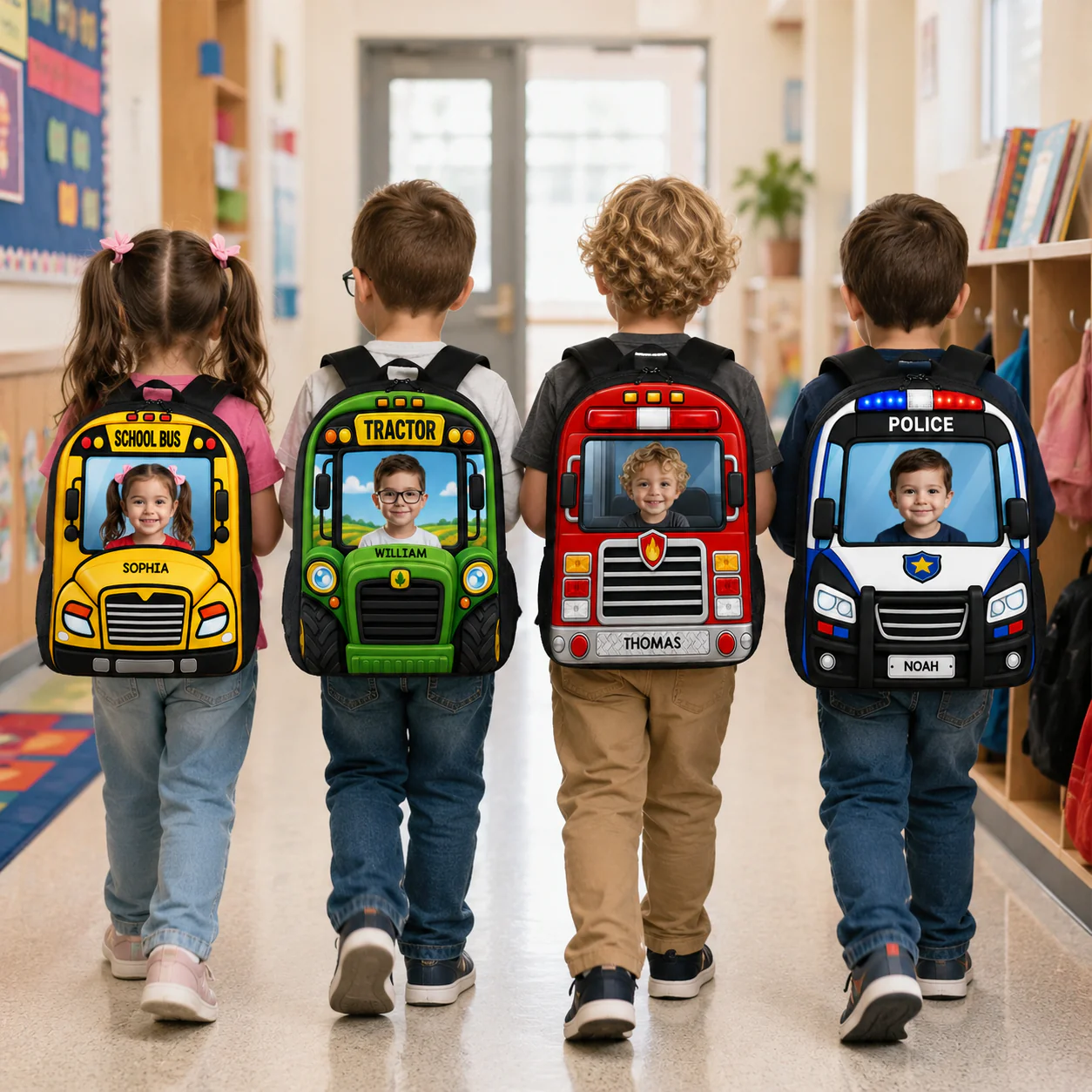 Custom Photo Kids School Bus - Personalized Backpack, Lunch Bag, Pencil Case & Water Bottle - Back to School Gift - Image 6