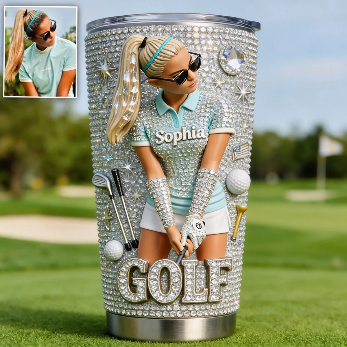 Custom Photo Love Golf - Personalized Tumbler - Gift For Golf Lovers