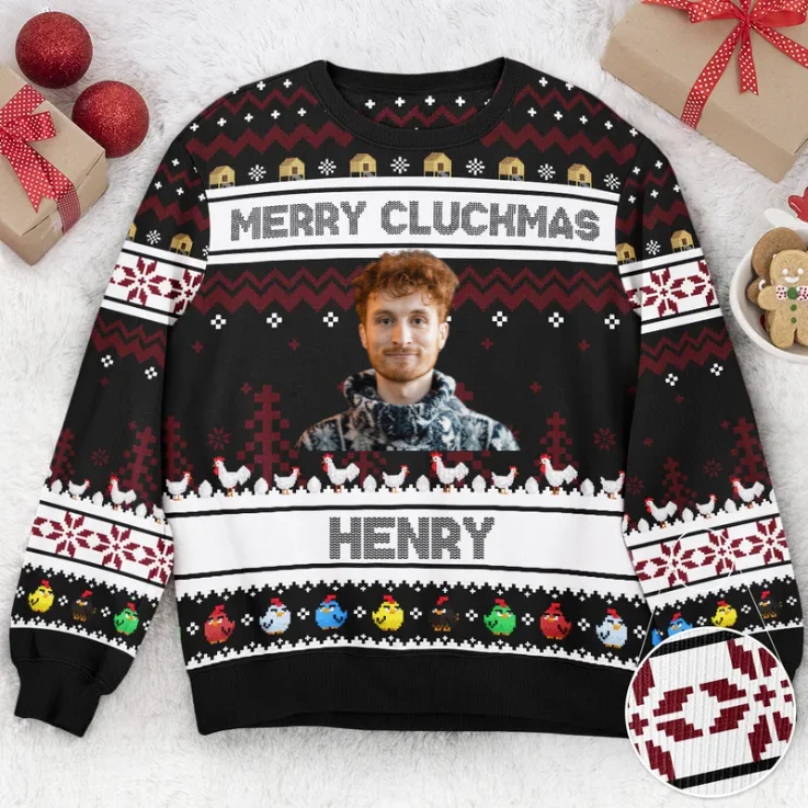Custom Photo Merry Cluckmas Chicken Farmers - Christmas Gift For Family, Friends - Personalized Ugly Sweatshirt