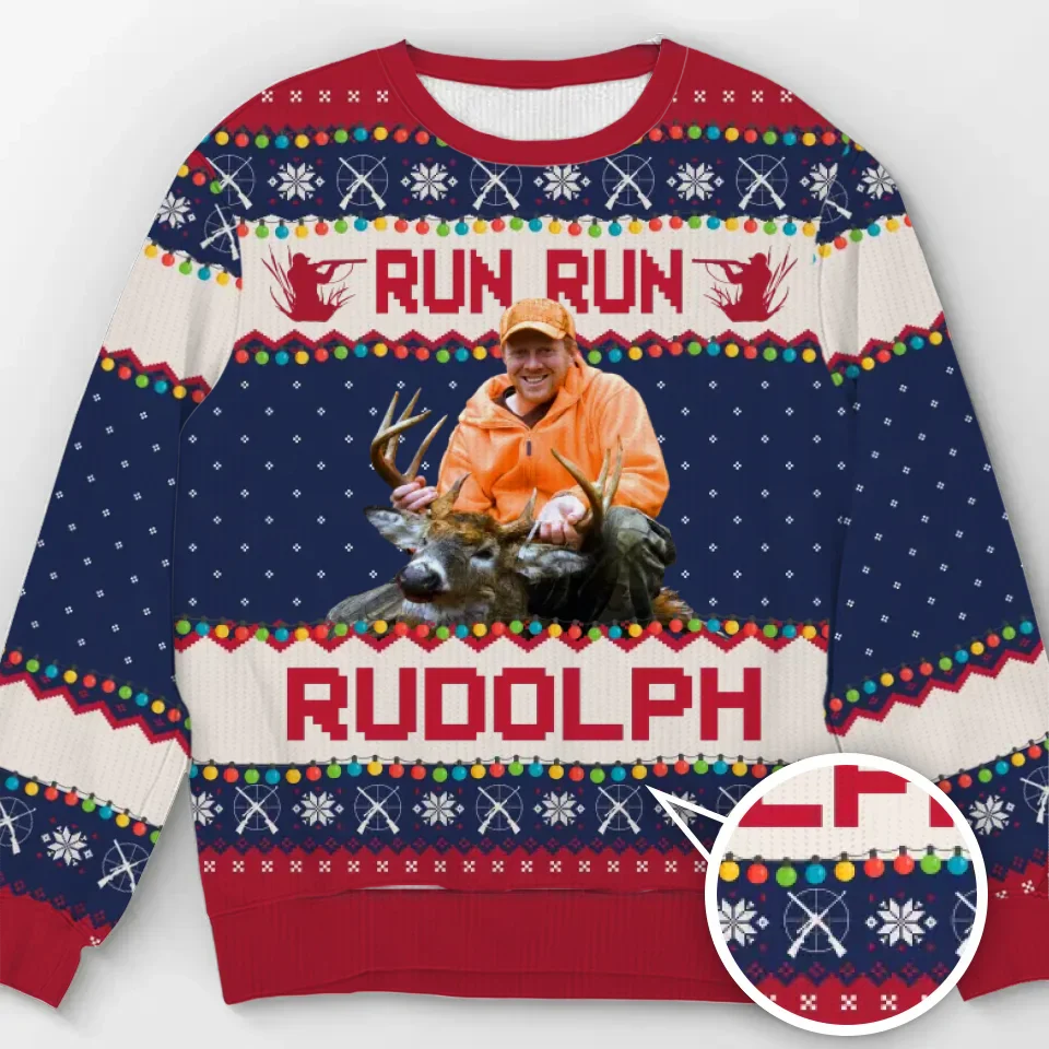 Custom Photo Merry Huntmas - Personalized Ugly Sweater - Hunting Christmas Gift For Dad, Grandpa, Husband NA94 - Image 2