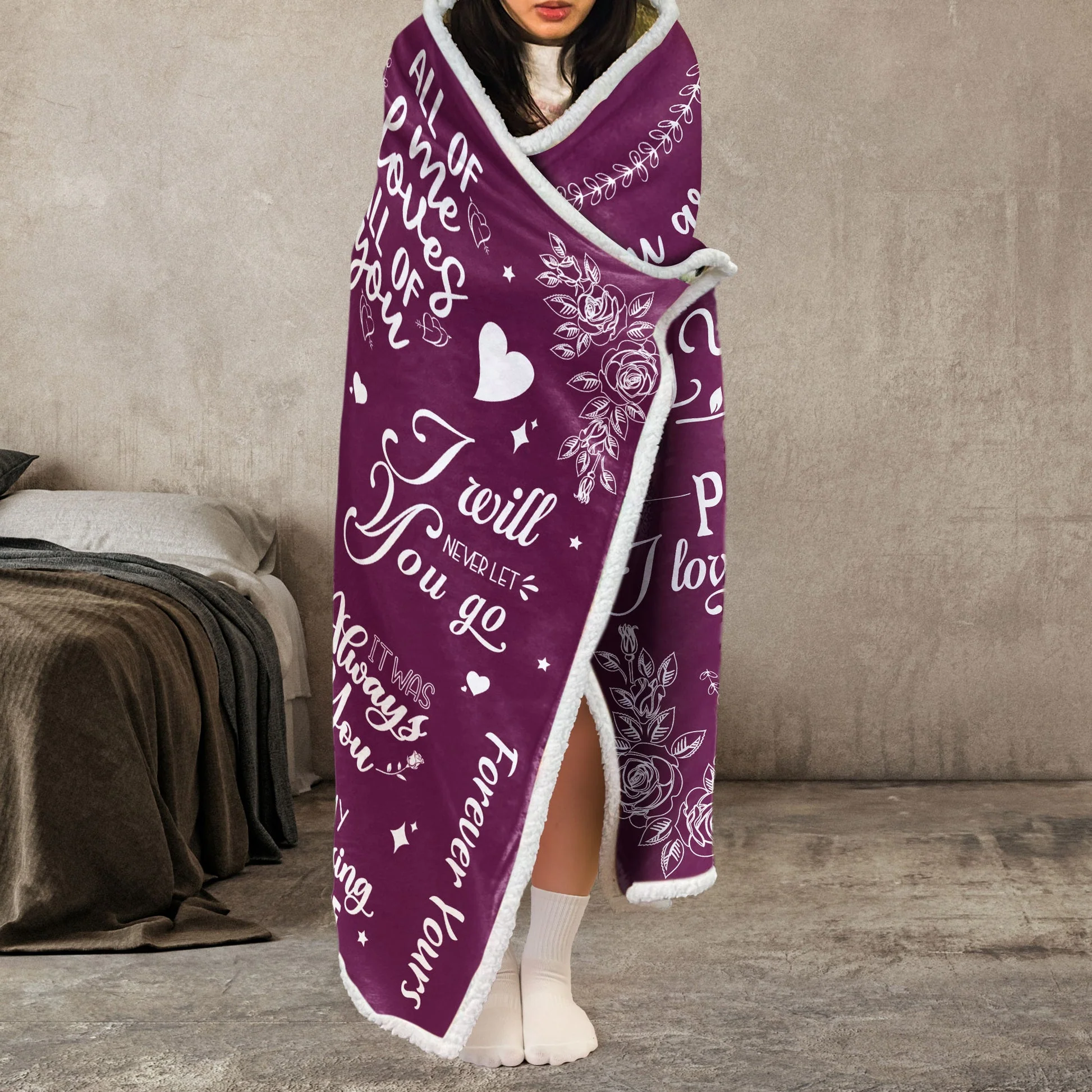 Custom Photo My Missing Piece You Complete Me - Personalized Wearable Hooded Blanket - Gift For Husband Wife, Couples, Lovers - NA94 - Image 4
