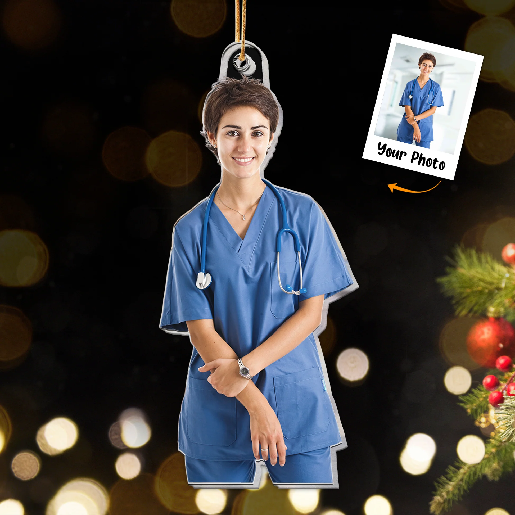 Custom Photo Nurse Christmas Ornament - Personalized Acrylic Photo Ornament