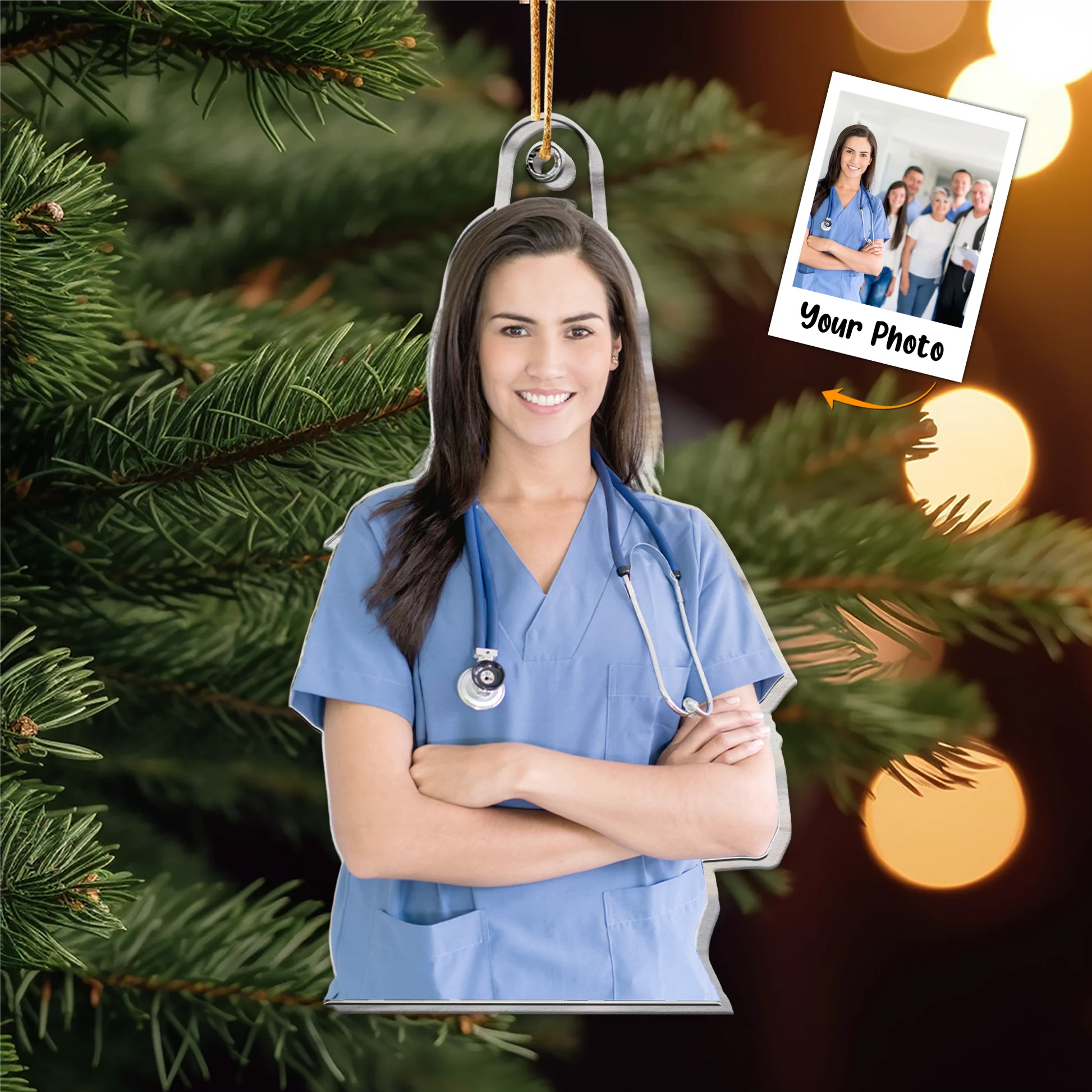 Custom Photo Nurse Christmas Ornament - Personalized Acrylic Photo Ornament - Image 3