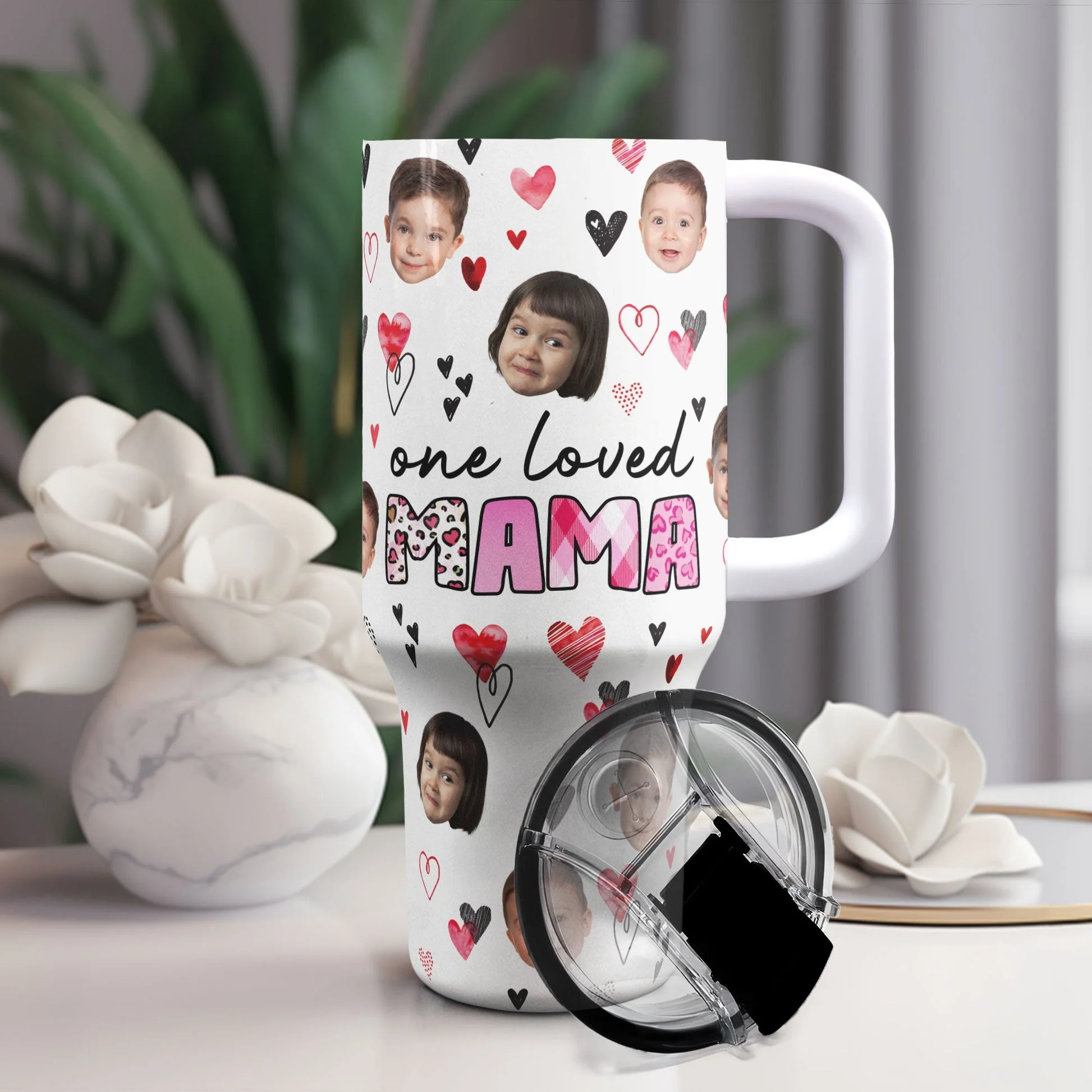 Custom Photo One Loved Mama - Personalized 40oz Tumbler Cup With Straw - Gift For Mom, Mothers Day NA94 - Image 3