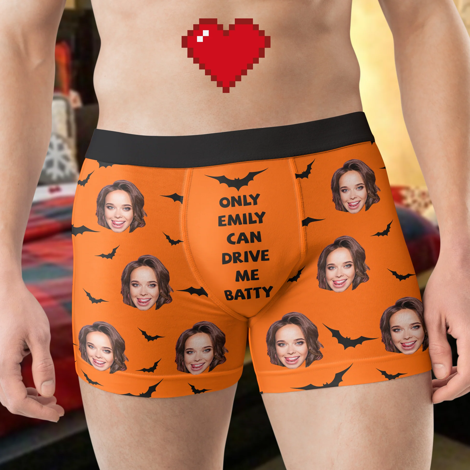 Custom Photo Only You Can Drive Me Batty - Gift For Boyfriend, Husband, Anniversary - Funny Personalized Custom Boxer Briefs, Men's Boxers NH96 - Image 2