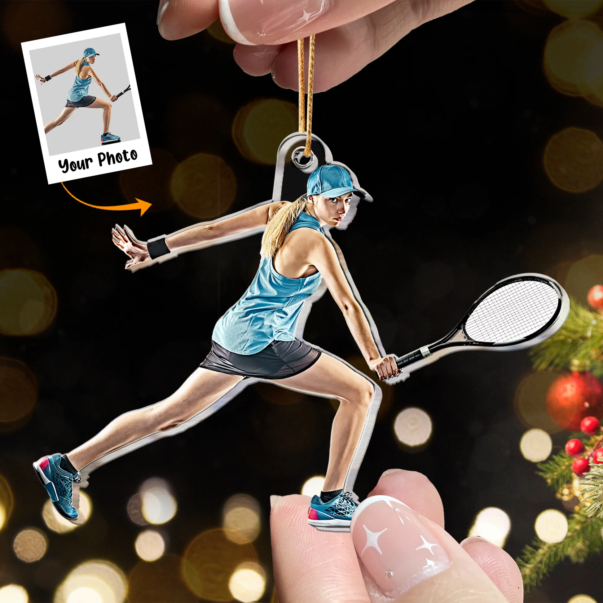 Custom Photo Ornament Gift For Tennis Lover - Personalized Acrylic Photo Ornament - Image 3