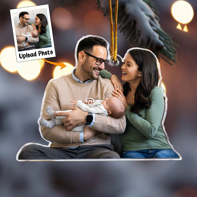 Custom Photo Our First Baby In The Family - Gift For Family - Personalized Acrylic Ornament NA94 - Image 2