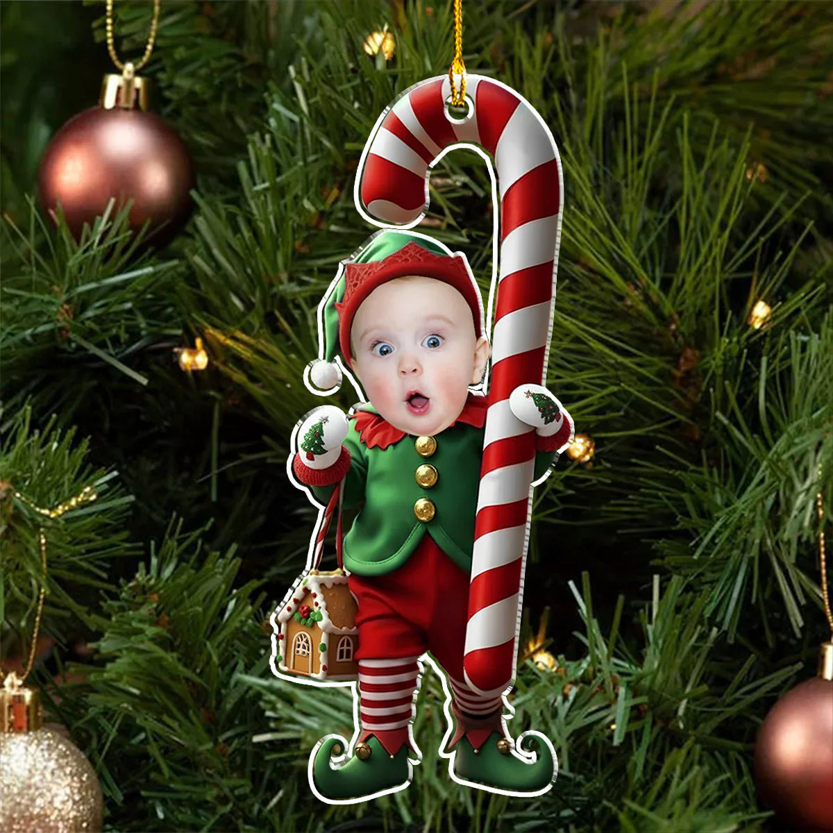 Custom Photo Our Little Elf Snowbaby 2025 - Personalized Acrylic Ornament - Christmas Gift NA94 - Image 3