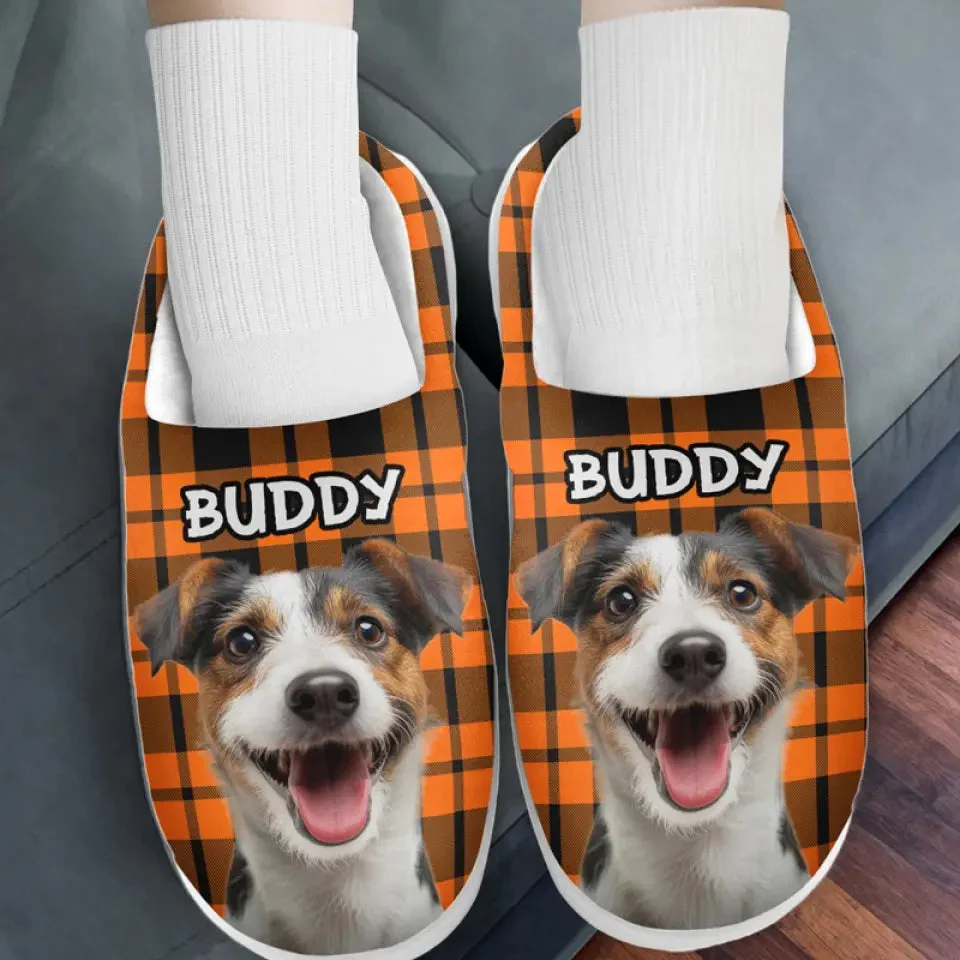 Custom Photo Paws Orange Caro Line - Personalized Slippers - Gift For Dog Lovers, Cat Lovers, Pet Owners NA94 - Image 3