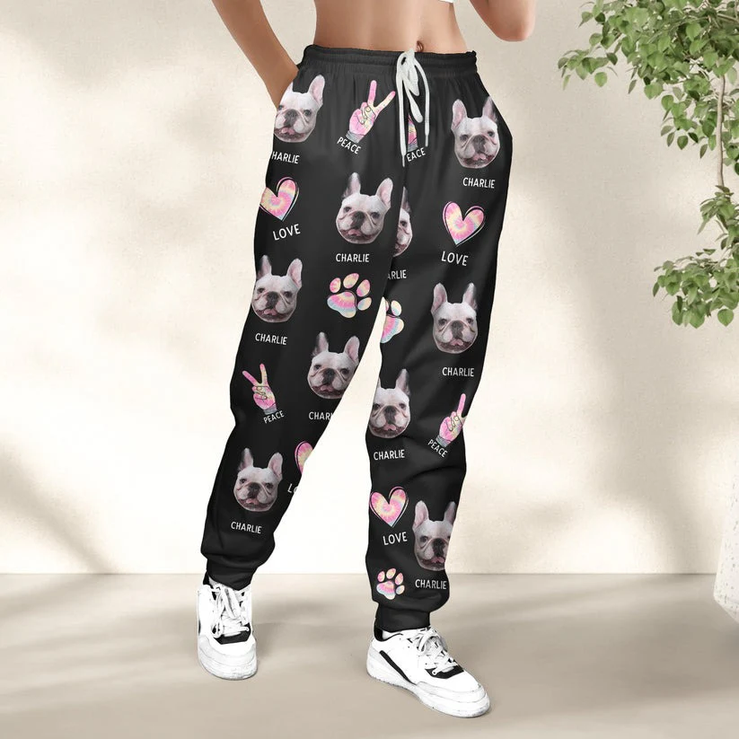 Custom Photo Peace, Love, Dogs - Gift For Pet Lovers - Personalized Pajama Pants, Sweatpants  CU4110901 - Image 2
