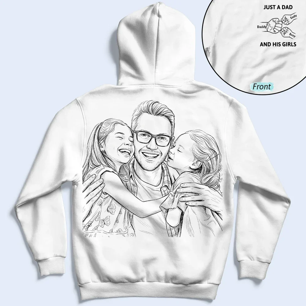 Custom Photo Pencil Sketch Just A Dad And His Boy Girl - Personalized Shirt - Gift For Dad - Image 5
