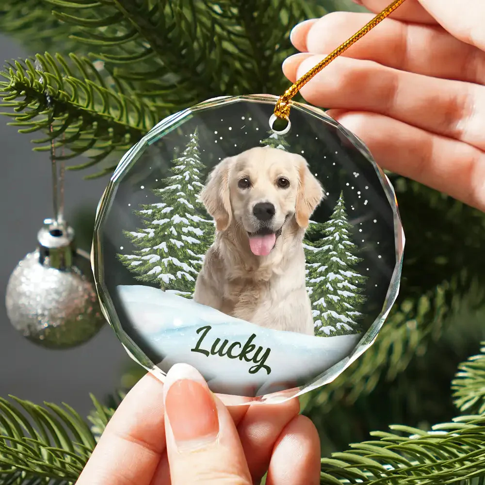 Custom Photo Pet Face - Personalized Circle Glass Ornament - Christmas Gift For Dog Lovers, Cat Lovers, Pet Lovers, Pet Memorial - NH96 - Image 2