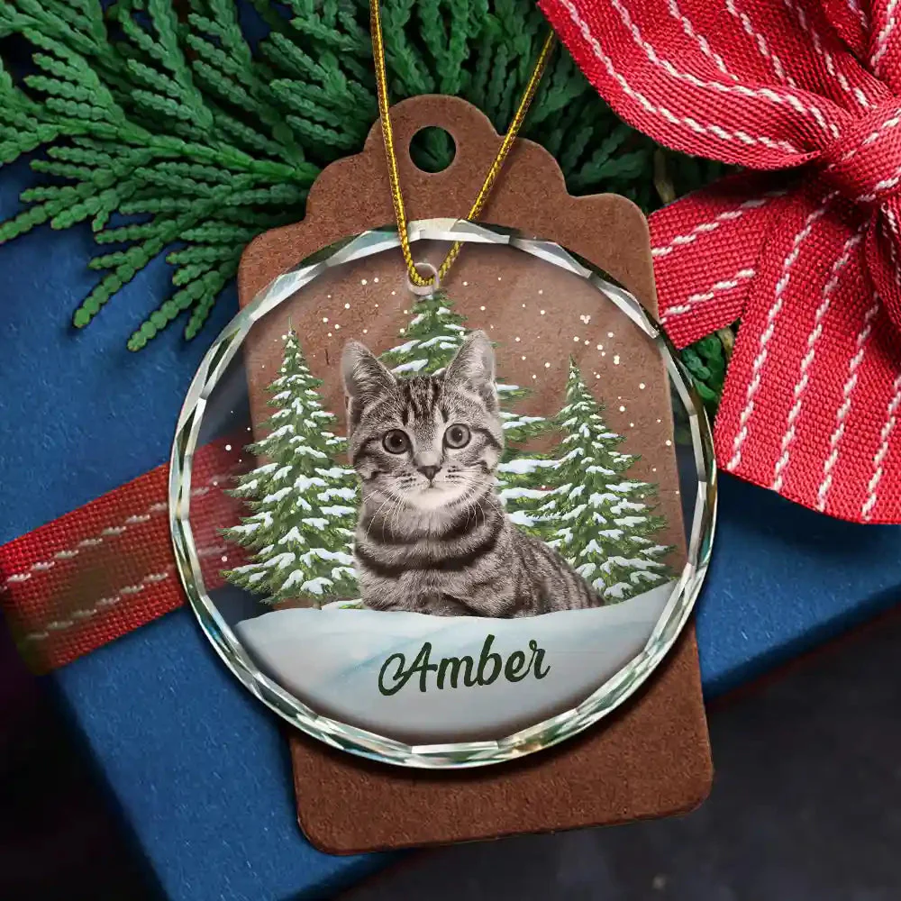 Custom Photo Pet Face - Personalized Circle Glass Ornament - Christmas Gift For Dog Lovers, Cat Lovers, Pet Lovers, Pet Memorial - NH96 - Image 5