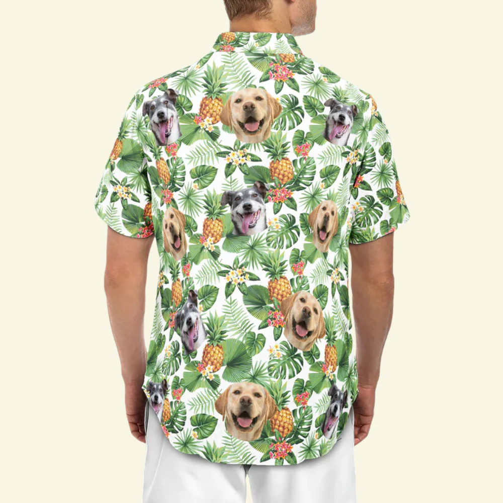 Custom Photo Pet Face With Flower Pattern  - Gift For Pet Lovers - Personalized Hawaiian Shirt - Image 2