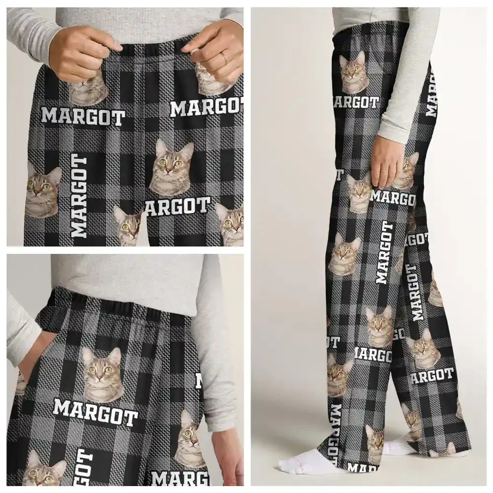Custom Photo Plaid Pet Face - Gift For Pet Lovers - Personalized Pajama Pants NA94 - Image 4