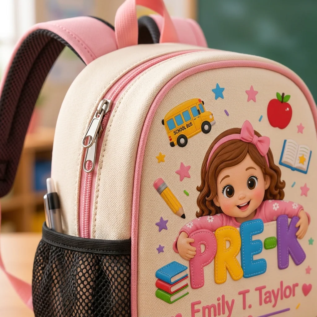 Custom Photo Pre-K Cartoon Kid - Personalized Backpack, Lunch Bag, Pencil Case & Water Bottle - Back to School Gift - Image 3