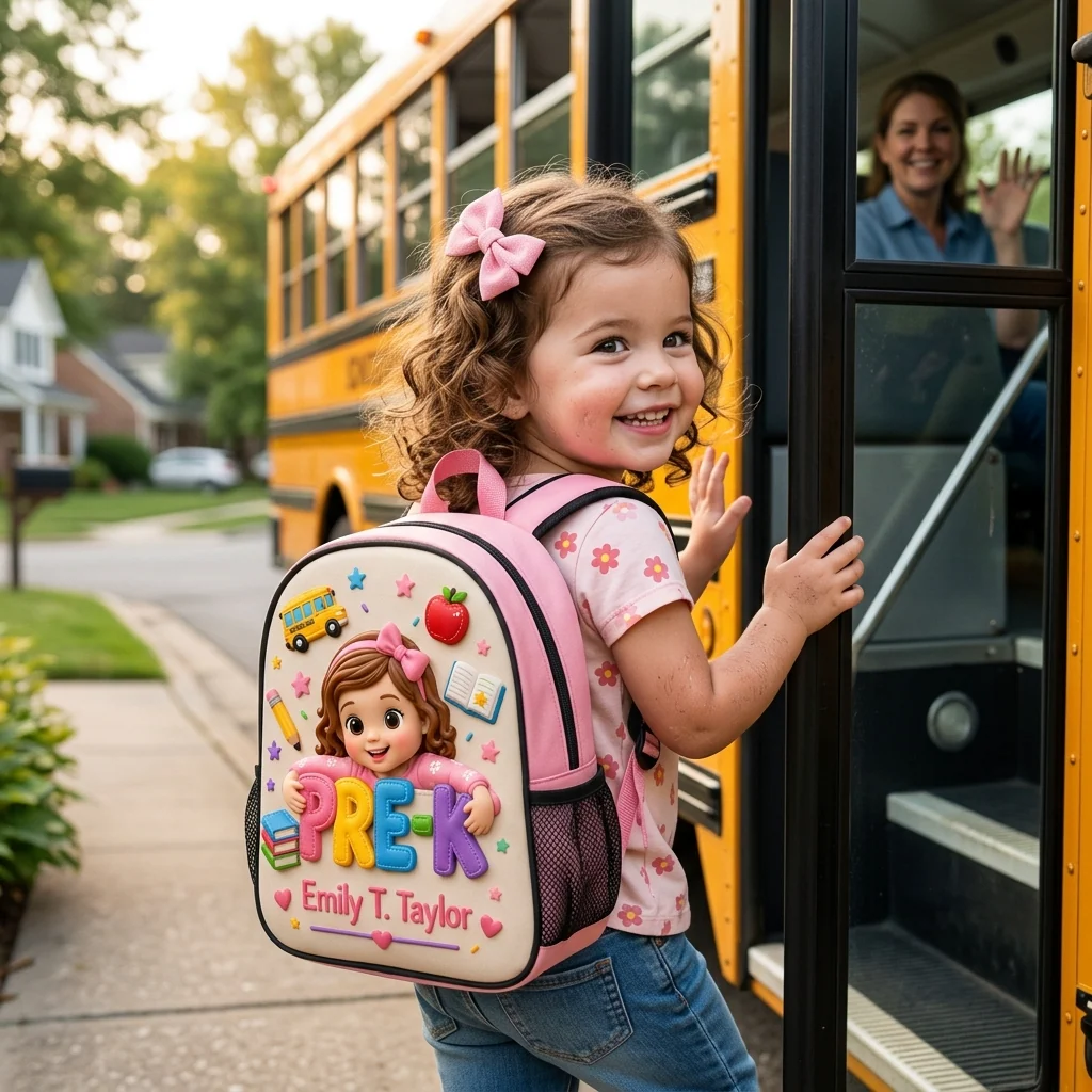Custom Photo Pre-K Cartoon Kid - Personalized Backpack, Lunch Bag, Pencil Case & Water Bottle - Back to School Gift - Image 5