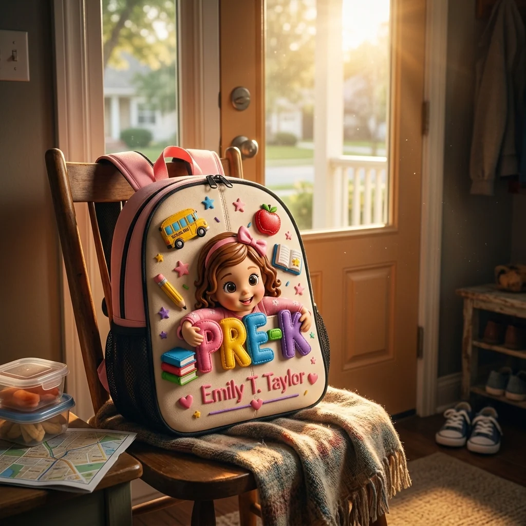 Custom Photo Pre-K Cartoon Kid - Personalized Backpack, Lunch Bag, Pencil Case & Water Bottle - Back to School Gift - Image 6