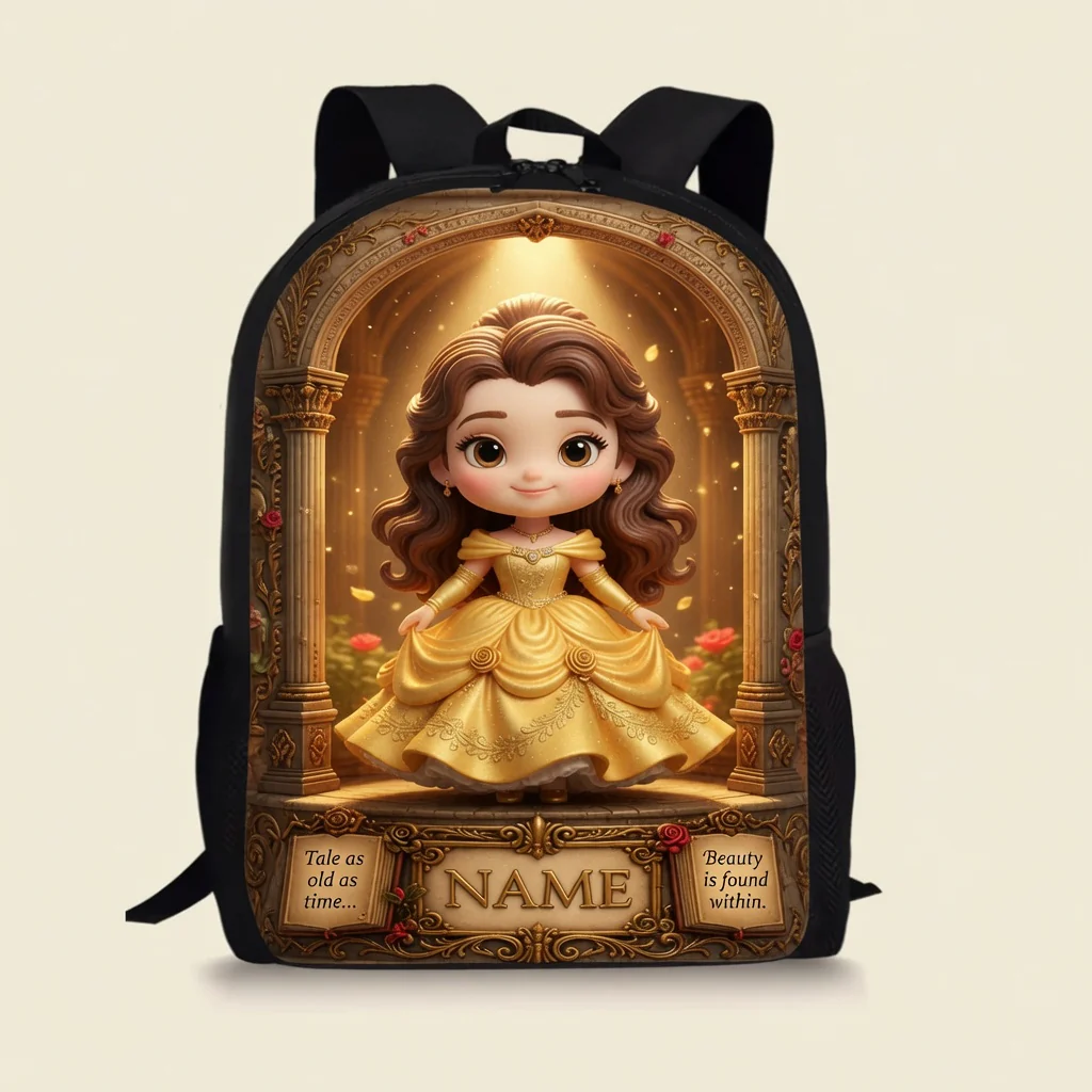 Custom Photo Princess Avatar Kids Back to School - Personalized Backpack, Lunch Bag, Pencil Case & Water Bottle - Gifts For Girls