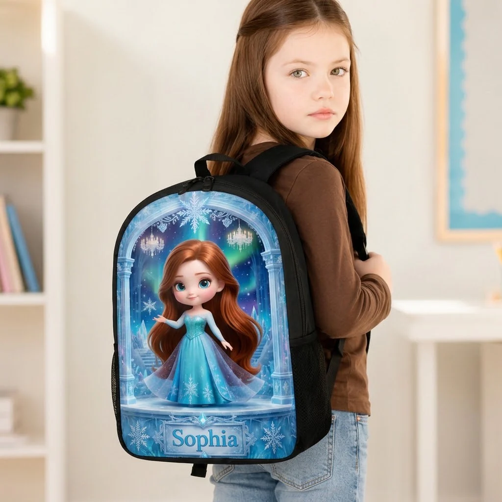 Custom Photo Princess Avatar Kids Back to School - Personalized Backpack, Lunch Bag, Pencil Case & Water Bottle - Gifts For Girls - Image 4