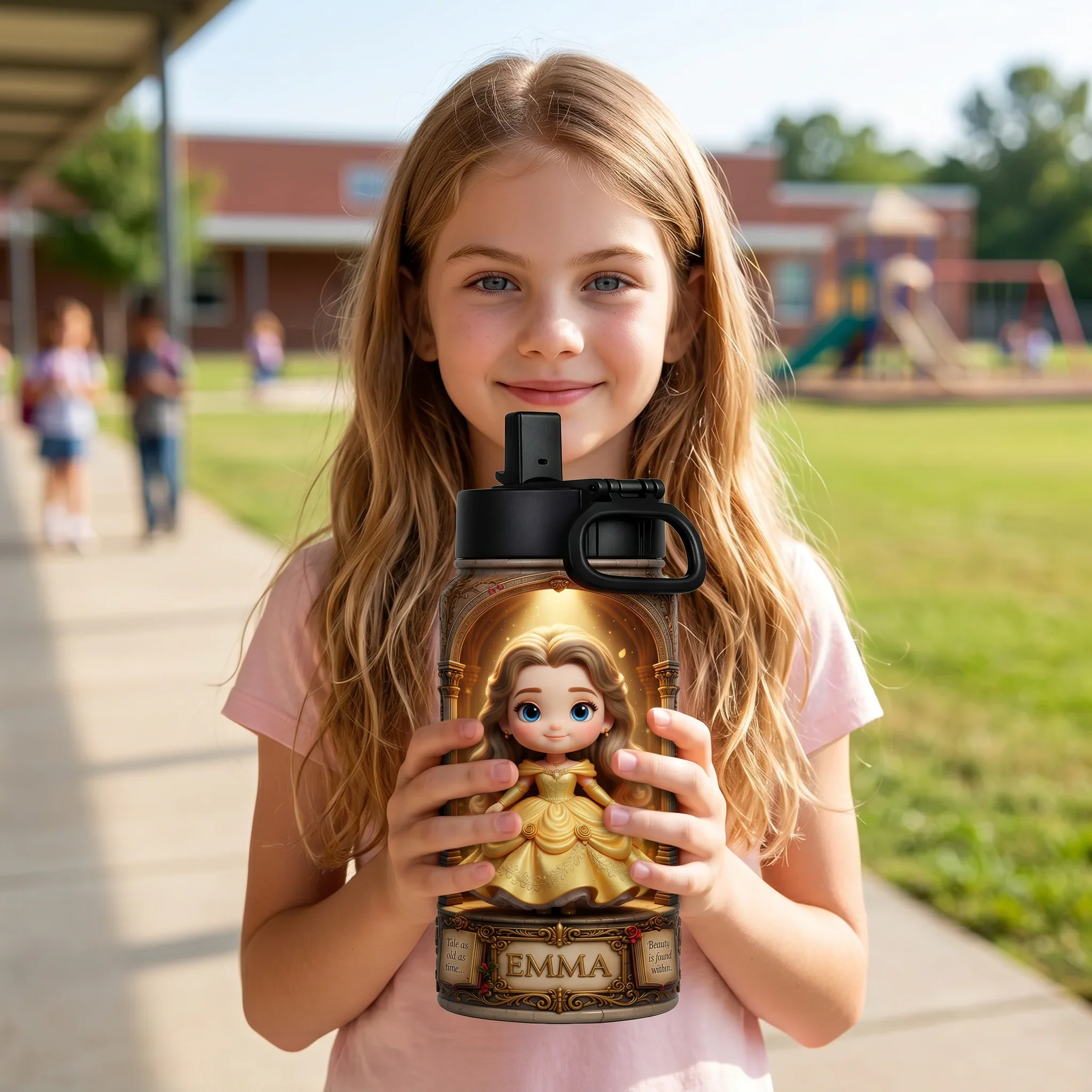 Custom Photo Princess Avatar Kids Back to School - Personalized Backpack, Lunch Bag, Pencil Case & Water Bottle - Gifts For Girls - Image 5