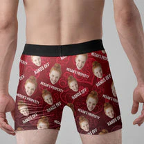 Custom Photo Property Of Funny Hands Off - Gift For Boyfriend, Husband, Anniversary - Funny Personalized Custom Boxer Briefs, Men's Boxers NH96 - Image 2