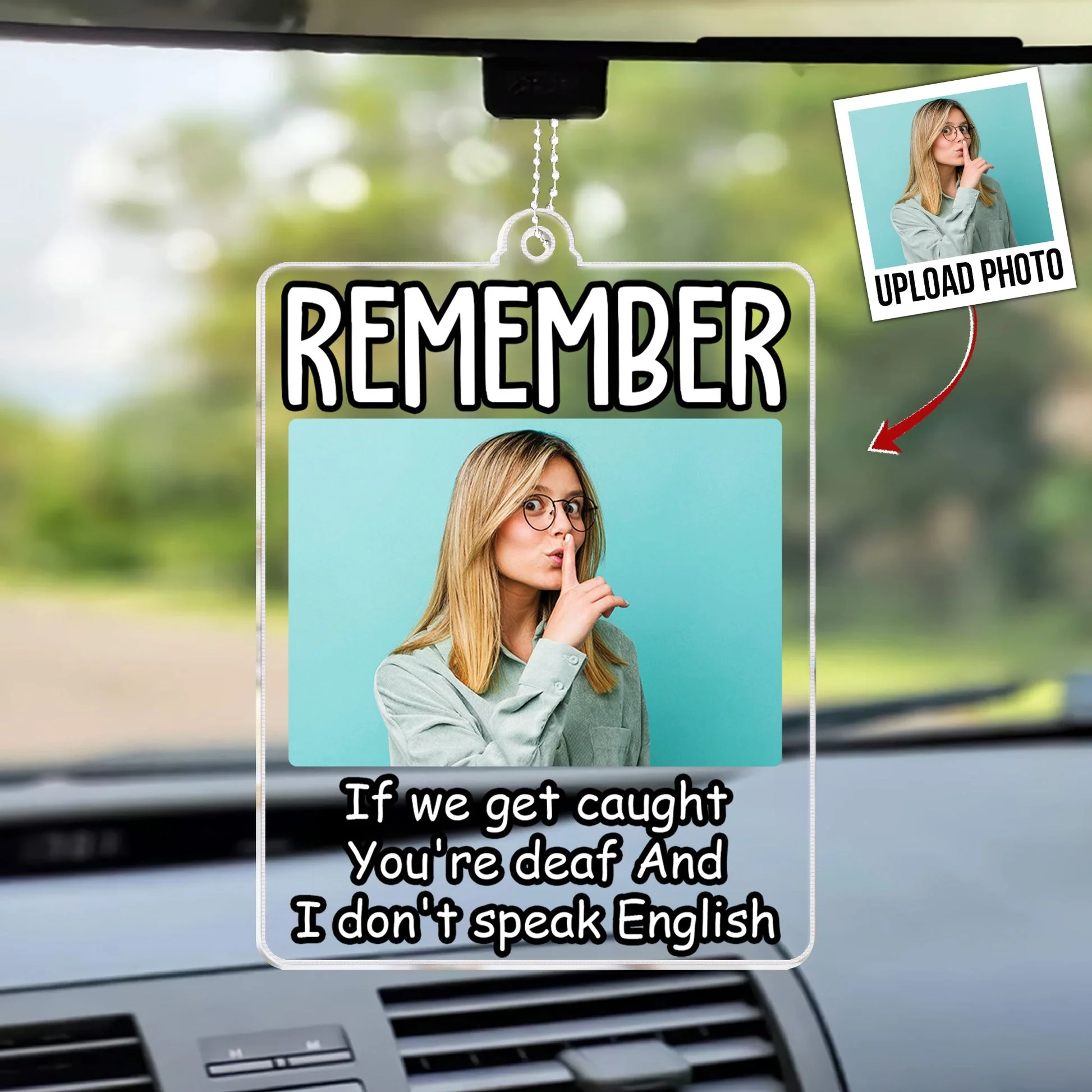 Custom Photo Remember If We Get Caught You're Deaf  - Personalized Car Ornament - Gift For Couple, Husband Wife NH96 - Image 2