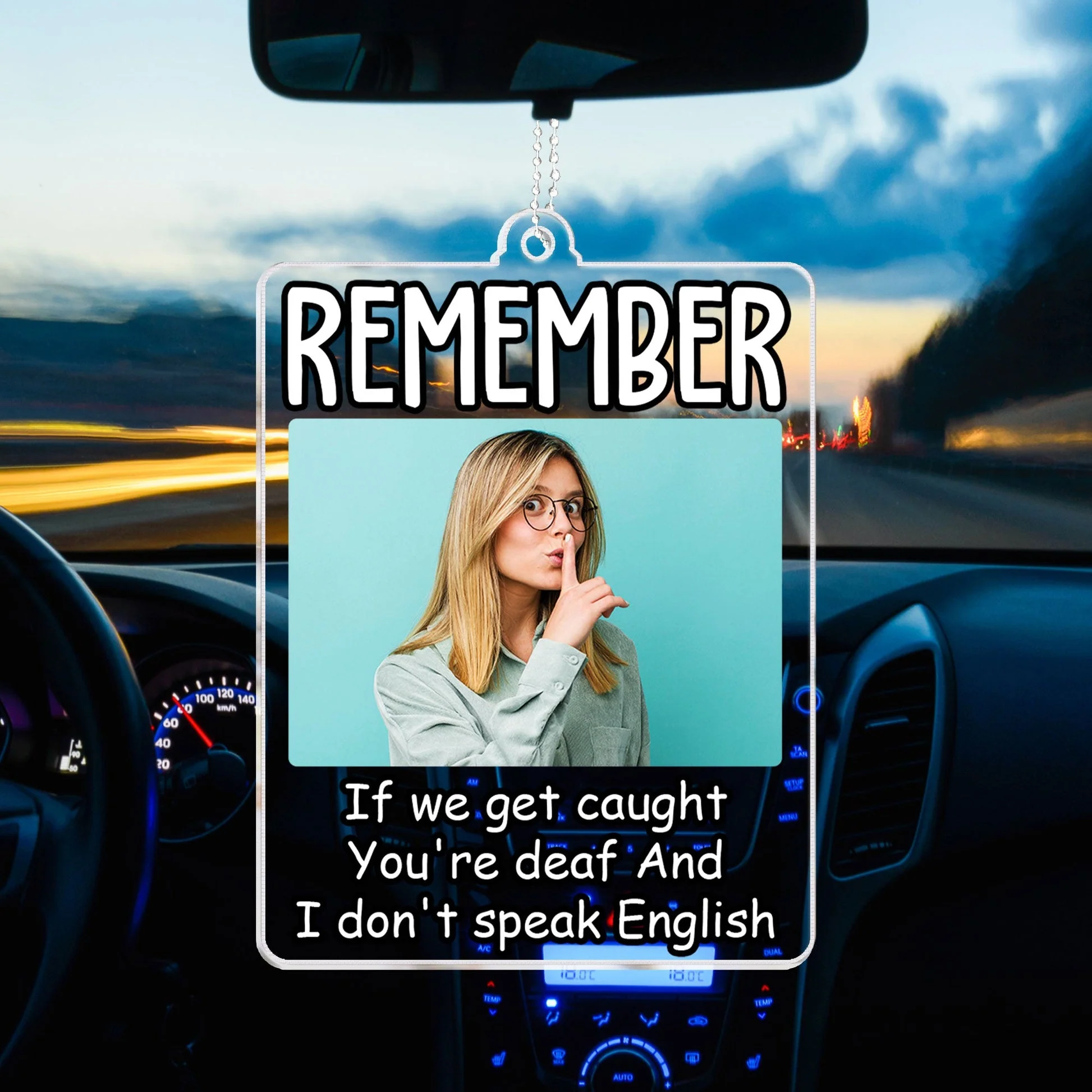 Custom Photo Remember If We Get Caught You're Deaf  - Personalized Car Ornament - Gift For Couple, Husband Wife NH96 - Image 3